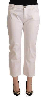 Thumbnail for Chic White Mid Waist Skinny Cropped Jeans
