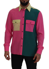 Thumbnail for Elegant Multicolor Silk Button-Down Shirt