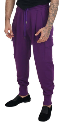 Thumbnail for Elegant Purple Cotton Cargo Sweatpants