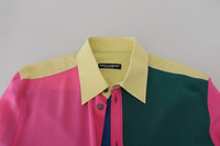Thumbnail for Elegant Multicolor Silk Button-Down Shirt