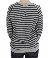 Thumbnail for Chic Gray Striped Crew-Neck Sweater