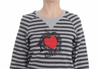 Thumbnail for Chic Gray Striped Crew-Neck Sweater