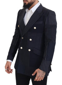 Thumbnail for Navy Blue Double Breasted Slim Fit Blazer