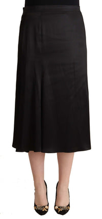 Thumbnail for Elegant High Waist Midi Black Skirt