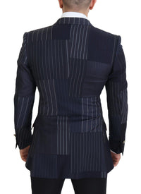 Thumbnail for Navy Blue Double Breasted Slim Fit Blazer