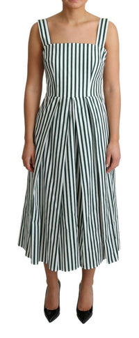 Thumbnail for Chic Sleeveless A-Line Dress in White & Green
