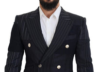 Thumbnail for Navy Blue Double Breasted Slim Fit Blazer