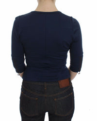 Thumbnail for Chic Zippered Crew-Neck Blue Sweater