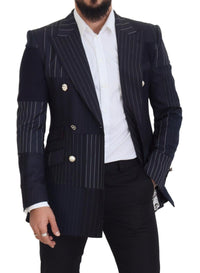 Thumbnail for Navy Blue Double Breasted Slim Fit Blazer