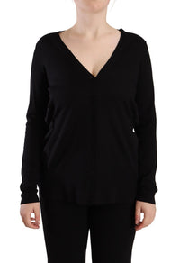 Thumbnail for Elegant Black V-Neck Wool Pullover