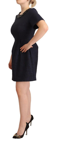Thumbnail for Black Embellished Short Sleeves Mini A-line Dress