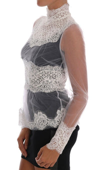 Thumbnail for Elegant White Floral Lace Blouse Top