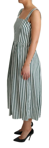 Thumbnail for Chic Sleeveless A-Line Dress in White & Green