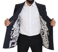 Thumbnail for Navy Blue Double Breasted Slim Fit Blazer