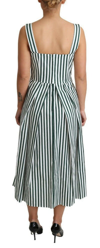 Thumbnail for Chic Sleeveless A-Line Dress in White & Green