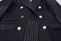 Thumbnail for Navy Blue Double Breasted Slim Fit Blazer