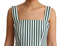 Thumbnail for Chic Sleeveless A-Line Dress in White & Green