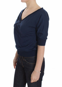 Thumbnail for Elegant Deep V-Neck Sweater in Blue