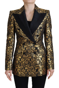 Thumbnail for Elegant Black and Gold Floral Jacket