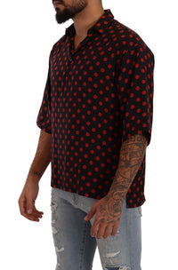 Thumbnail for Elegant Silk Polka Dots Button-Down Shirt