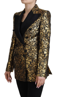 Thumbnail for Elegant Black and Gold Floral Jacket