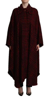 Thumbnail for Elegant Red & Black Long Sleeve Overcoat Jacket