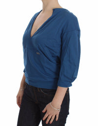 Thumbnail for Elegant Deep V-Neck Sweater in Blue