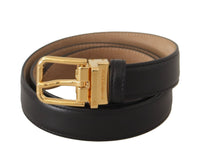 Thumbnail for Elegant Black Leather Belt with Engraved Metal Buckle