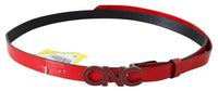 Thumbnail for Red Black Reversible Leather Logo Buckle Belt