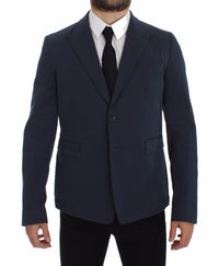 Thumbnail for Elegant Blue Cotton Stretch Blazer Jacket