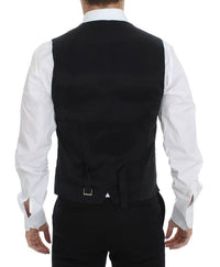 Thumbnail for Black Wool Silk Stretch Dress Vest Blazer