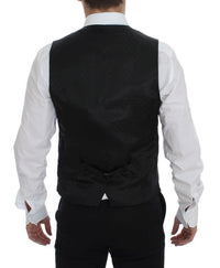 Thumbnail for Black Wool Silk Dress Vest Gilet Weste