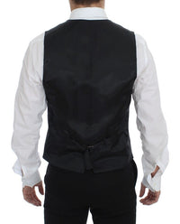 Thumbnail for Gray Striped Wool Single Breasted Vest