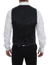 Thumbnail for Black Striped Wool Single Breasted Vest