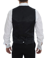 Thumbnail for Gray Striped Wool Single Breasted Vest