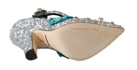 Thumbnail for Elegant Silver-Black Crystal Mary Janes Pumps