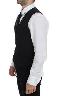 Thumbnail for Black Wool Formal Dress Vest Gilet Jacket