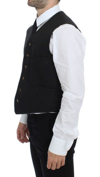 Thumbnail for Black Cotton Blend Dress Vest Gilet