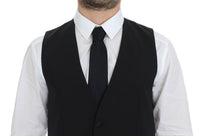 Thumbnail for Black Wool Silk Stretch Dress Vest Blazer