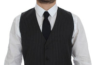 Thumbnail for Gray Striped Wool Single Breasted Vest