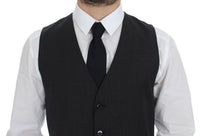 Thumbnail for Gray Striped Wool Single Breasted Vest