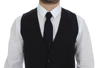 Thumbnail for Black Striped Wool Single Breasted Vest