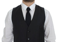 Thumbnail for Gray Striped Wool Logo Vest Gilet Weste