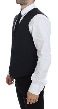 Thumbnail for Blue Cotton Stretch Dress Vest Blazer