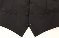Thumbnail for Black Wool Silk Stretch Dress Vest Blazer