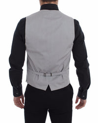 Thumbnail for Gray Cotton Slim Fit Button Front Dress Vest
