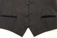 Thumbnail for Black Wool Silk Stretch Dress Vest Blazer
