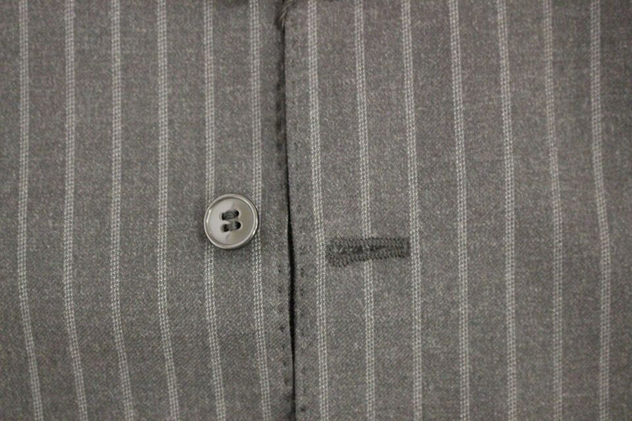Gray Striped Wool Logo Vest Gilet Weste
