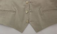 Thumbnail for Beige Cotton Stretch Dress Vest Blazer