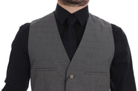 Thumbnail for Gray Cotton Slim Fit Button Front Dress Vest